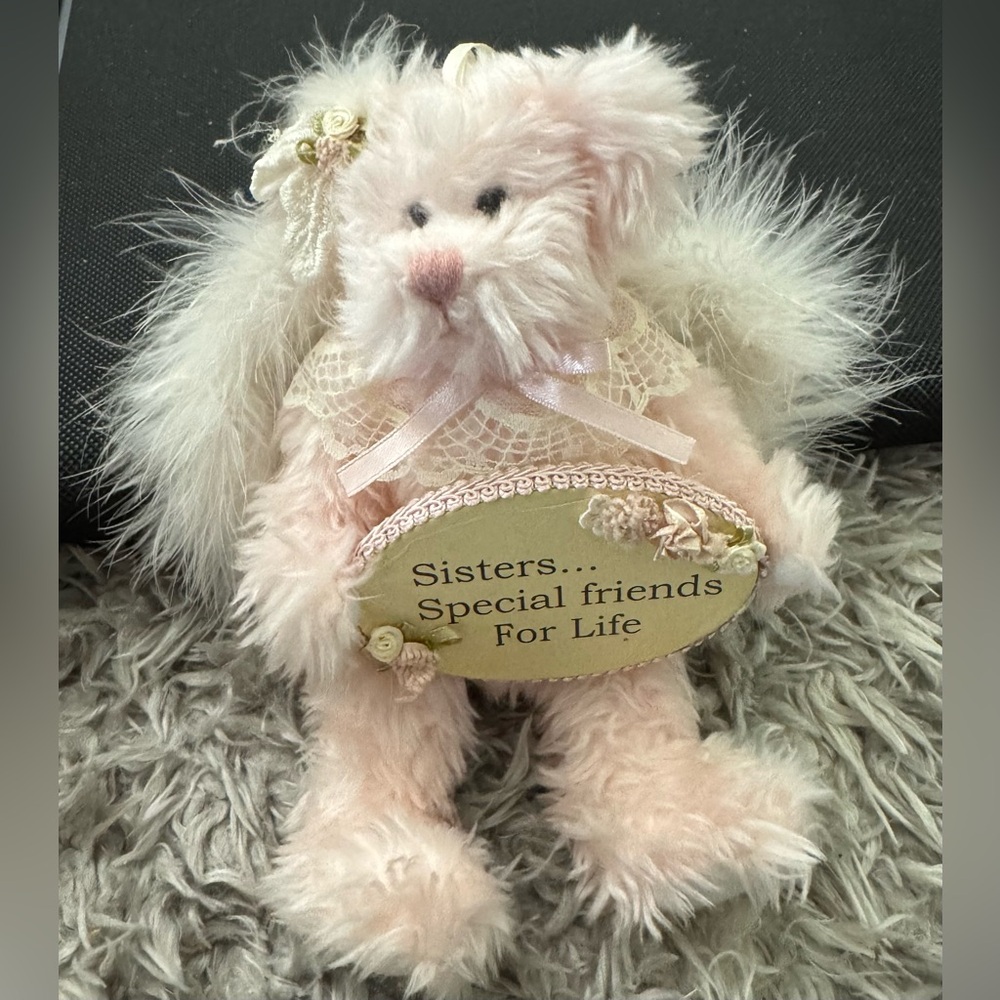 Plush Angel Bear with Pink and Cream Fur